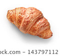 Fresh baked croissant on a white or transparent background 143797112