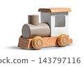 Wooden toy train isolated on transparent background 143797116