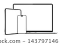 Vector set of laptop, smartphone and tablet mockups with blank screens for adaptive website and UI app presentation. 143797146