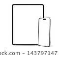 Tablet and smartphone mockup with blank display isolated on white background 143797147