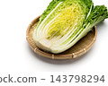 Cross-section of a cabbage cut lengthwise 143798294