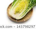 Cross-section of a cabbage cut lengthwise 143798297