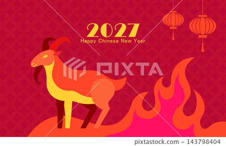 2027 Year of the Fire Goat background 2027 Year of the Fire Goat background 143798404