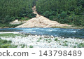 Slope collapses and sediment and driftwood accumulated along rivers due to heavy rain damage. 143798489