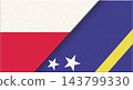 Illustration of the National Flags of Poland and Curacao with Fabric Texture 143799330