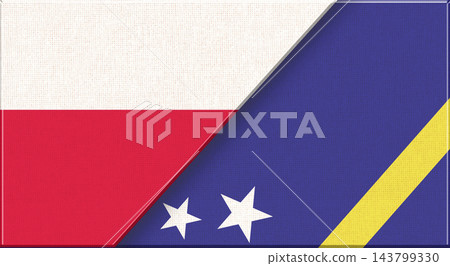 Illustration of the National Flags of Poland and Curacao with Fabric Texture Illustration of the National Flags of Poland and Curacao with Fabric Texture 143799330