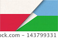 Illustration of the National Flags of Poland and Djibouti with Fabric Texture 143799331