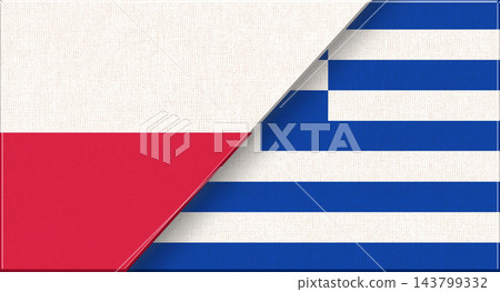 Illustration of the National Flags of Poland and Greece with Fabric Texture Illustration of the National Flags of Poland and Greece with Fabric Texture 143799332