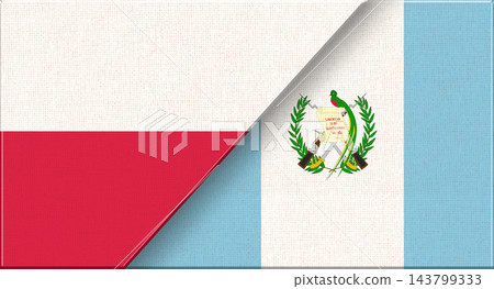 Illustration of the National Flags of Poland and Guatemala with Fabric Texture 143799333