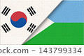 Illustration of the National Flags of South Korea and Djibouti with Fabric 143799334