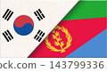 Illustration of the National Flag of South Korea and Eritrea with Fabric Texture 143799336