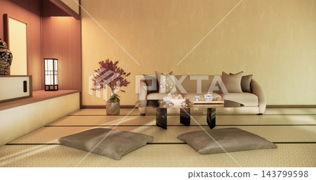 sofa armchair minimalist design japanese style.3D rendering sofa armchair minimalist design japanese style.3D rendering 143799598