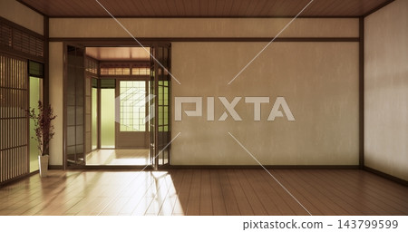 Empty room,Japanese room with white wall with maple wood wall design Evokes a sense of warmth, fall background. 3d rendering Empty room,Japanese room with white wall with maple wood wall design Evokes a sense of warmth, fall background. 3d rendering 143799599