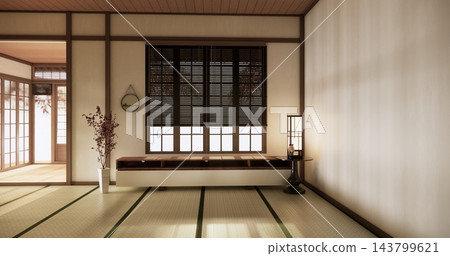 Empty room,Japanese room with white wall with maple wood wall design Evokes a sense of warmth, fall background. 3d rendering Empty room,Japanese room with white wall with maple wood wall design Evokes a sense of warmth, fall background. 3d rendering 143799621