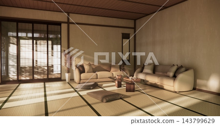 sofa armchair minimalist design japanese style.3D rendering sofa armchair minimalist design japanese style.3D rendering 143799629