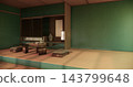 Low table Japanese-style on mint blue living room evokes the feeling of spring with sunlight streaming into the space.3D rendering 143799648