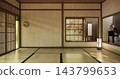 Empty room,Japanese room with white wall with maple wood wall design Evokes a sense of warmth, fall background. 3d rendering 143799653