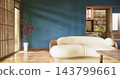 Autumn, Japanese style circular window and Japanese room with wooden flooring .3D rendering 143799661