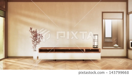 Minimal cabinet for tv interior wall mockup,3d rendering Minimal cabinet for tv interior wall mockup,3d rendering 143799668