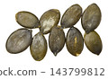 Shelled pumpkin seeds on an isolated background 143799812