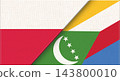Illustration of the National Flags of Poland and Comoros with Fabric Texture 143800010