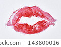 Imprint of female lips with red lipstick, detailed skin microrelief 143800016