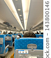 新幹線列車內部景象和藍色座椅 143800146
