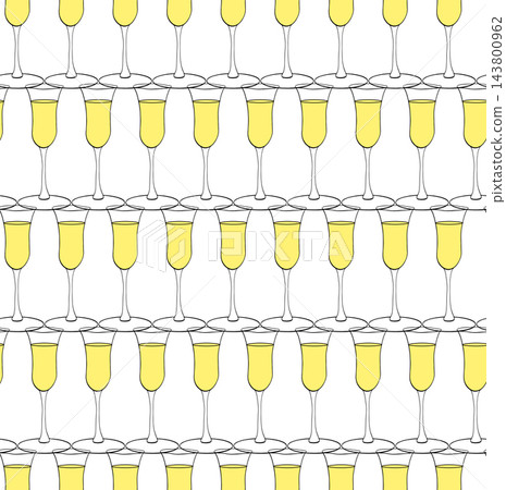 champagne vintage glass birthday seamless pattern colored hand drawn illustration. Vector graphic line ink art. For poster, invitation, backdrop, ad, sale promotion, print for t-shirt champagne vintage glass birthday seamless pattern colored hand drawn illustration. Vector graphic line ink art. For poster, invitation, backdrop, ad, sale promotion, print for t-shirt 143800962