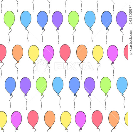 Pastel Balloon birthday seamless pattern colored hand drawn illustration. Vector graphic line ink art. for Kids and Celebration Design for package, cosmetic, textile, cards. Pastel Balloon birthday seamless pattern colored hand drawn illustration. Vector graphic line ink art. for Kids and Celebration Design for package, cosmetic, textile, cards. 143800974