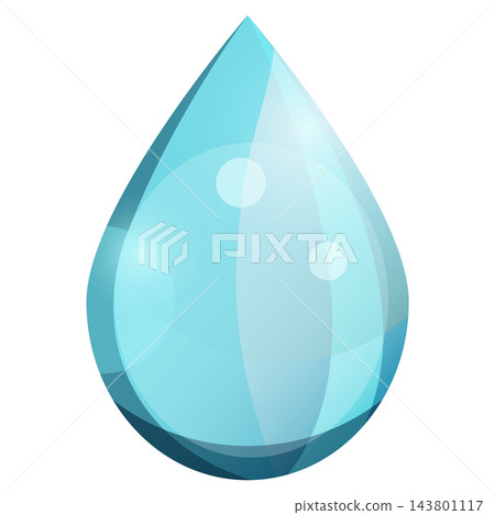Teardrop shaped water drop in turquoise blue, isolated illustration Teardrop shaped water drop in turquoise blue, isolated illustration 143801117