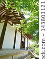 The main hall of Shin-Yakushi-ji Temple and the fresh greenery The main hall of Shin-Yakushi-ji Temple and the fresh greenery 143801121