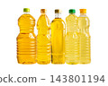 Vegetable oil in different bottle for cooking isolated on white background. 143801194