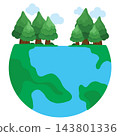 vector illustration of a forest and mountains 143801336