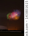 Colorful, large-scale fireworks display spreads across the night sky: A scene from the Mori Town Summer Fireworks Festival (vertical orientation, 2:3 aspect ratio) (Shizuoka Prefecture) 143801615