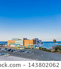 A view of the Irago Crystal Port roadside station in Tahara City, surrounded by a clear blue sky and the sea (1:1 square aspect ratio) (Aichi Prefecture) 143802062