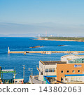 A view of the blue sea at Irago Port in Tahara City and the Irago Crystal Port roadside station (square 1:1 aspect ratio) (Aichi Prefecture) 143802063