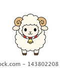 A New Year's card illustration (color) featuring a fluffy sheep. 143802208