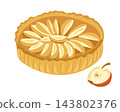 Apple pie illustration with sliced fruit garnish and golden fluted crust on a white background for baking and dessert themes 143802376