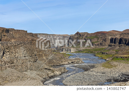 Jokulsa a Fjollum River Winding Through a Rugged Basalt Gorge in North Iceland Jokulsa a Fjollum River Winding Through a Rugged Basalt Gorge in North Iceland 143802747