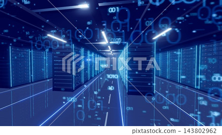 Digital lights shine brightly in the corridors of the data center. Digital lights shine brightly in the corridors of the data center. 143802962