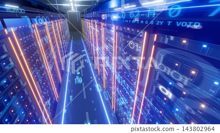 Data center server racks and digital information Data center server racks and digital information 143802964
