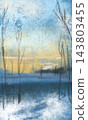 Blue and Golden Winter Woodland at Sunrise 143803455