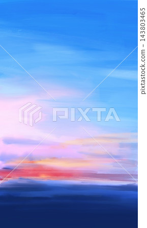 Vibrant abstract blue and pink twilight sky digital illustration 143803465