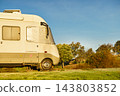 Caravan with thermal screen blind outdoors 143803852