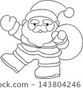 Santa Greeting Line Art 143804246