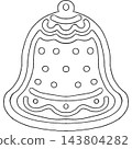 Gingerbread Bell Ornament Line Art 143804282