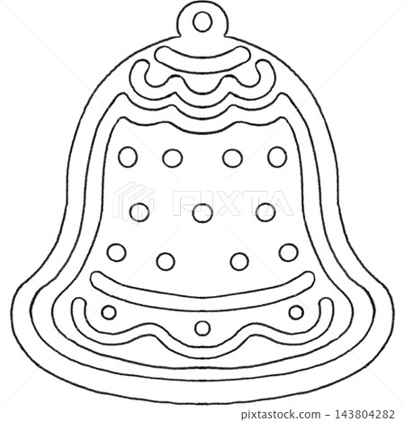 Gingerbread Bell Ornament Line Art 143804282