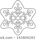 Gingerbread Star Snow Ornament Line Art 143804283