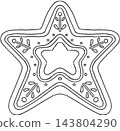 Gingerbread Star Ornament Line Art 143804290