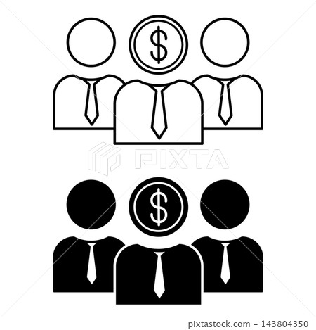 Investor Icons. Black and White Vector Illustration. Person or Organization Investing Capital for Profit. Stock Market Concept 143804350